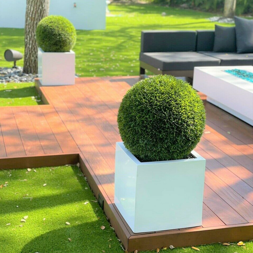 Large Block Fibreglass Planter with Topiary