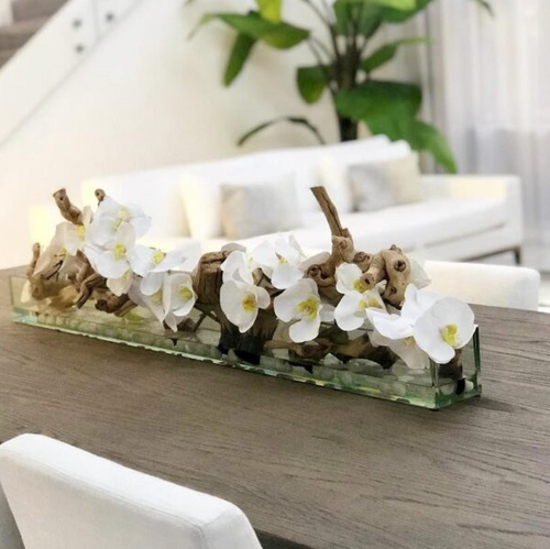 Casa Moderna Glass Plate Planter with White Orchids