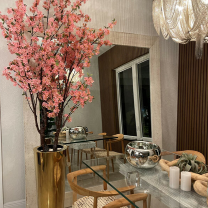 Large Cherry Blossom Tree in Gold Pot