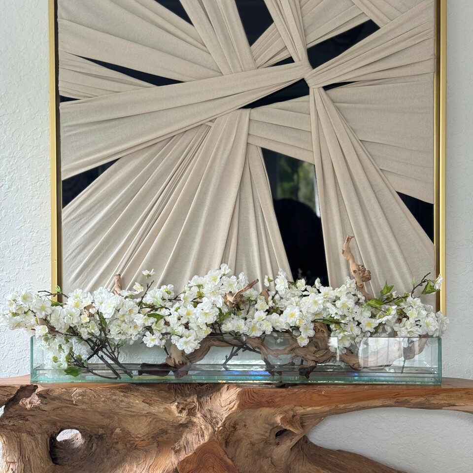 Casa Moderna Glass Planter with Cherry Blossoms