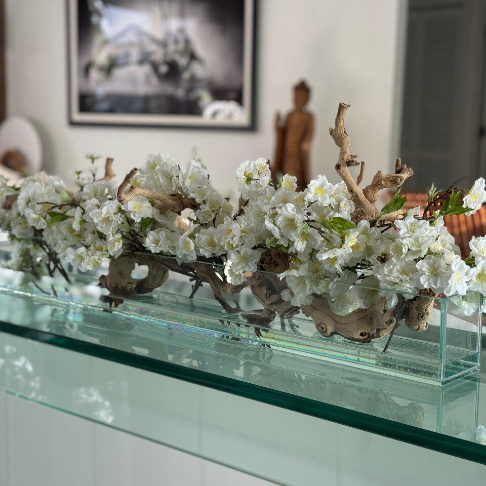 Casa Moderna Glass Planter with Cherry Blossoms