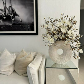 Large Eternity Vase with Magnolias and Driftwood