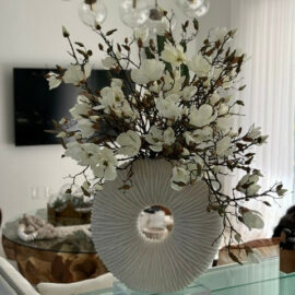 Large Eternity Vase with Magnolias and Driftwood