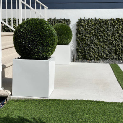 Large Block Fiberglass Planter with 20″ Topiary				
(1 in Stock)