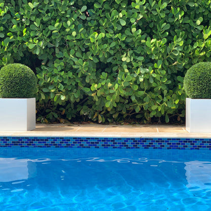 Medium Block Fiberglass Planter with 20″ Topiary