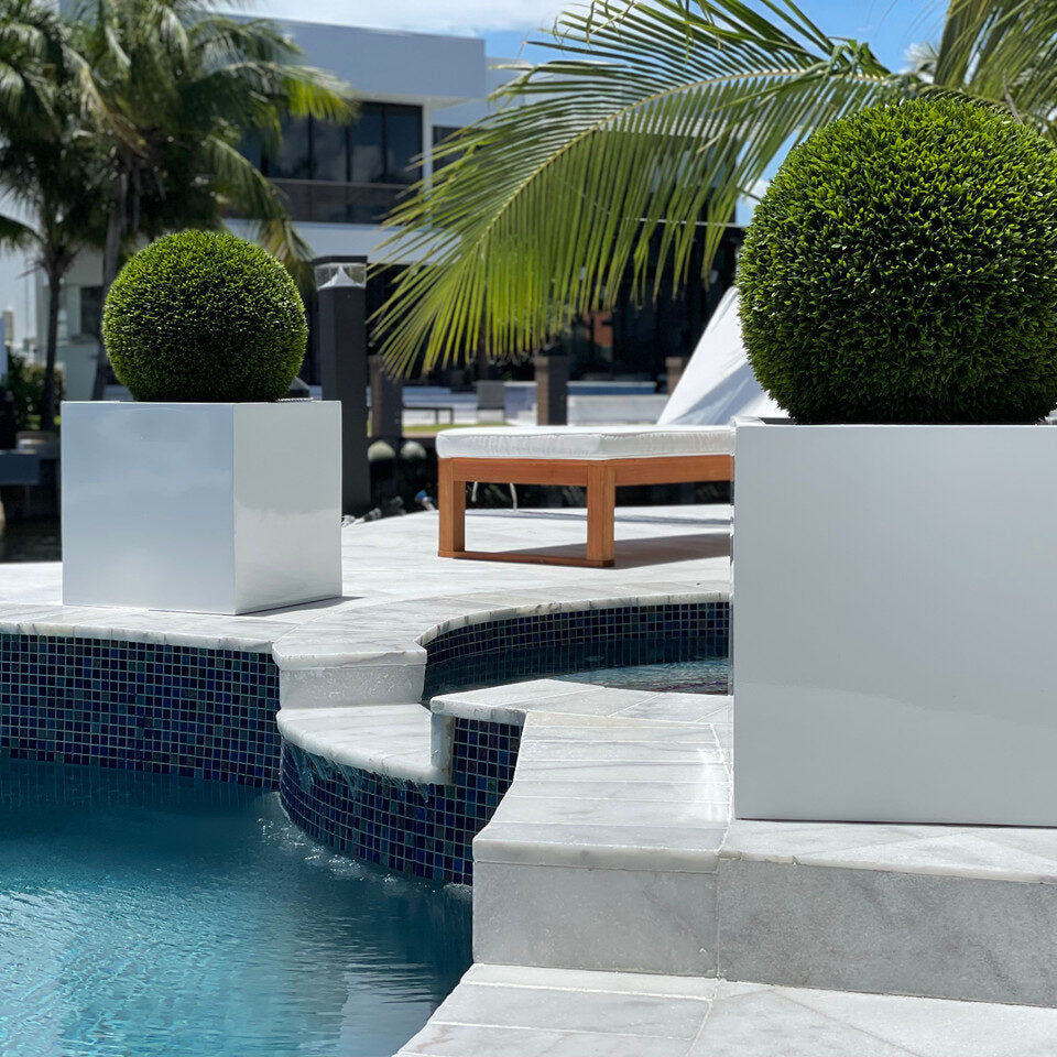 Large Block Fiberglass Planter with 20″ Topiary				
(1 in Stock)