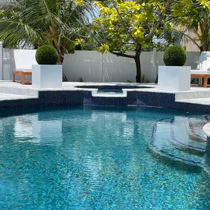 Large Block Fiberglass Planter with 20″ Topiary				
(1 in Stock)