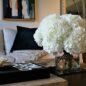 White Hydrangea Bouquet in clear glass cylinder vase
