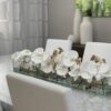 36″ Casa Moderna Glass Plate Planter with white Phalaenopsis orchids