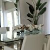 36″ Casa Moderna Glass Plate Planter with white Phalaenopsis orchids